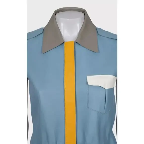 Fendi Blue Leather Multicolor Vest, Size IT40/S